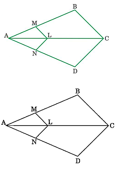 "Two labeled triangles showing segments and measurements for Thales theorem NCERT Class 10 problem"